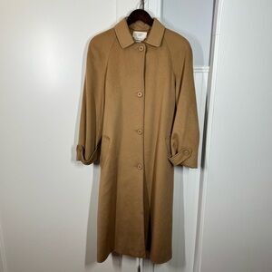 vintage Cassidy hand tailored 100% wool trench coat size 10 P tan minimalist